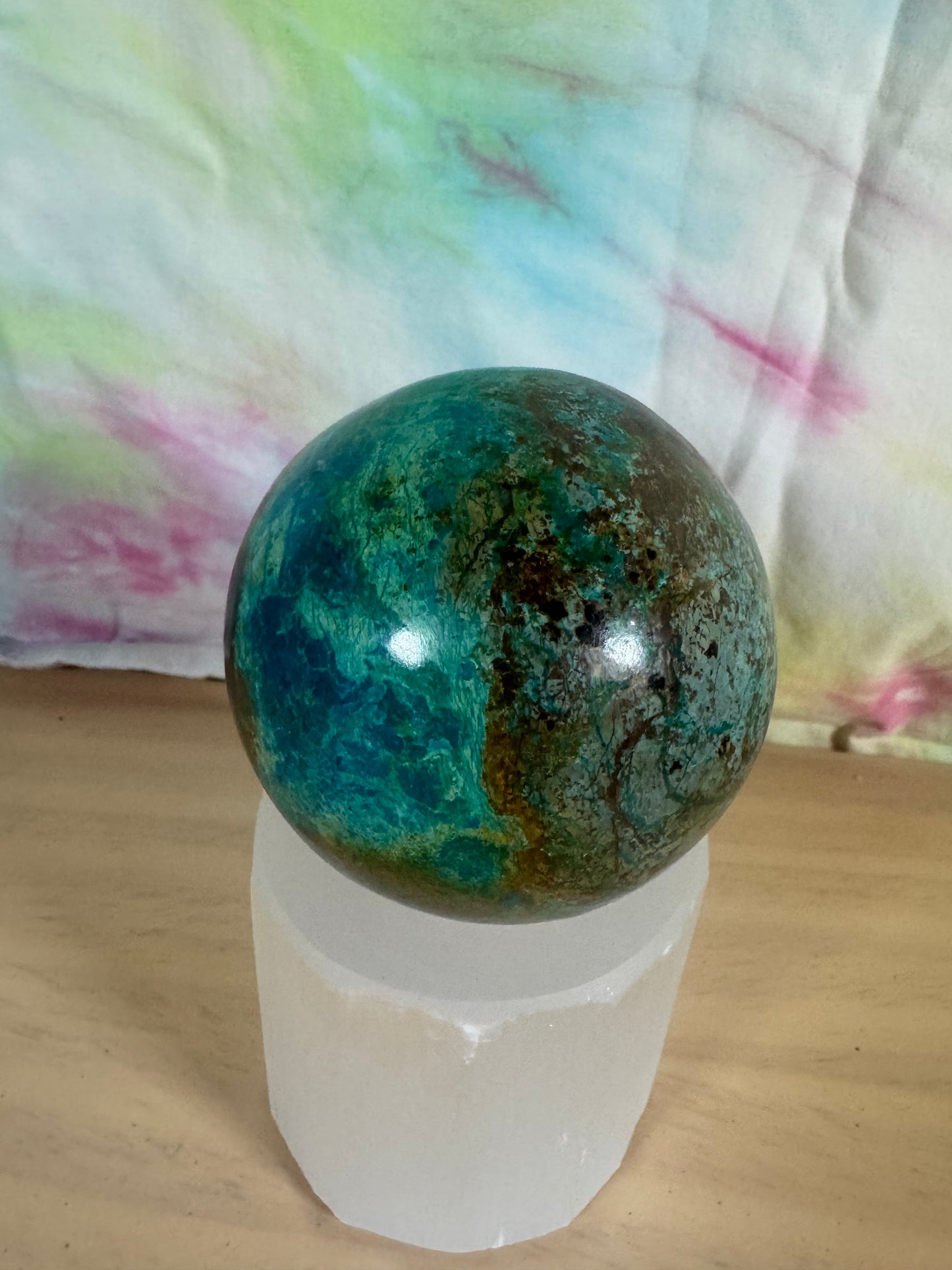 Chrysocolla Sphere w/Malachite & Cuprite