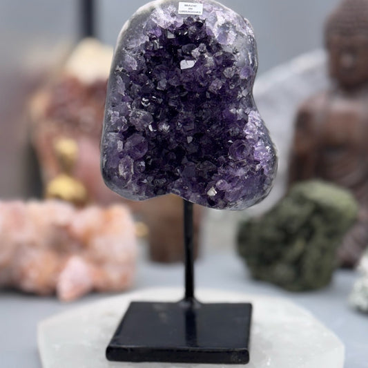 Deep Purple Amethyst Crystal on Stand