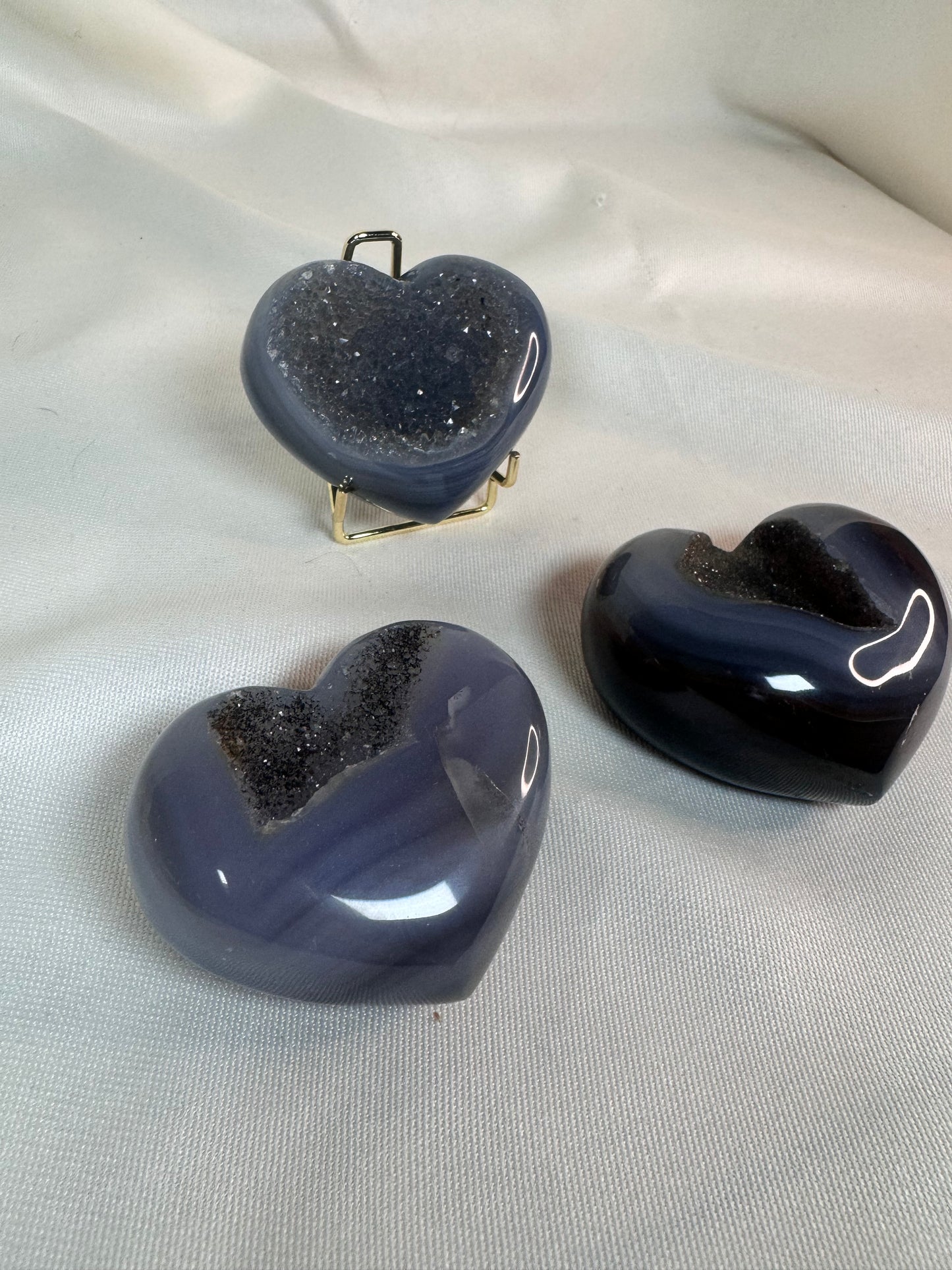 Druzy Blue Agate Hearts
