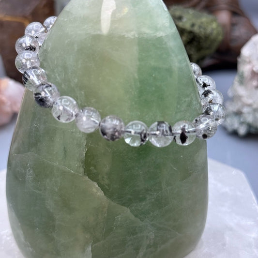 Black Tourmaline Clear Quartz Bracelet 8mm