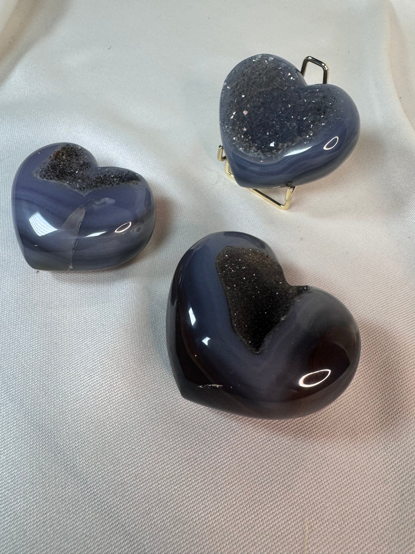 Druzy Blue Agate Hearts