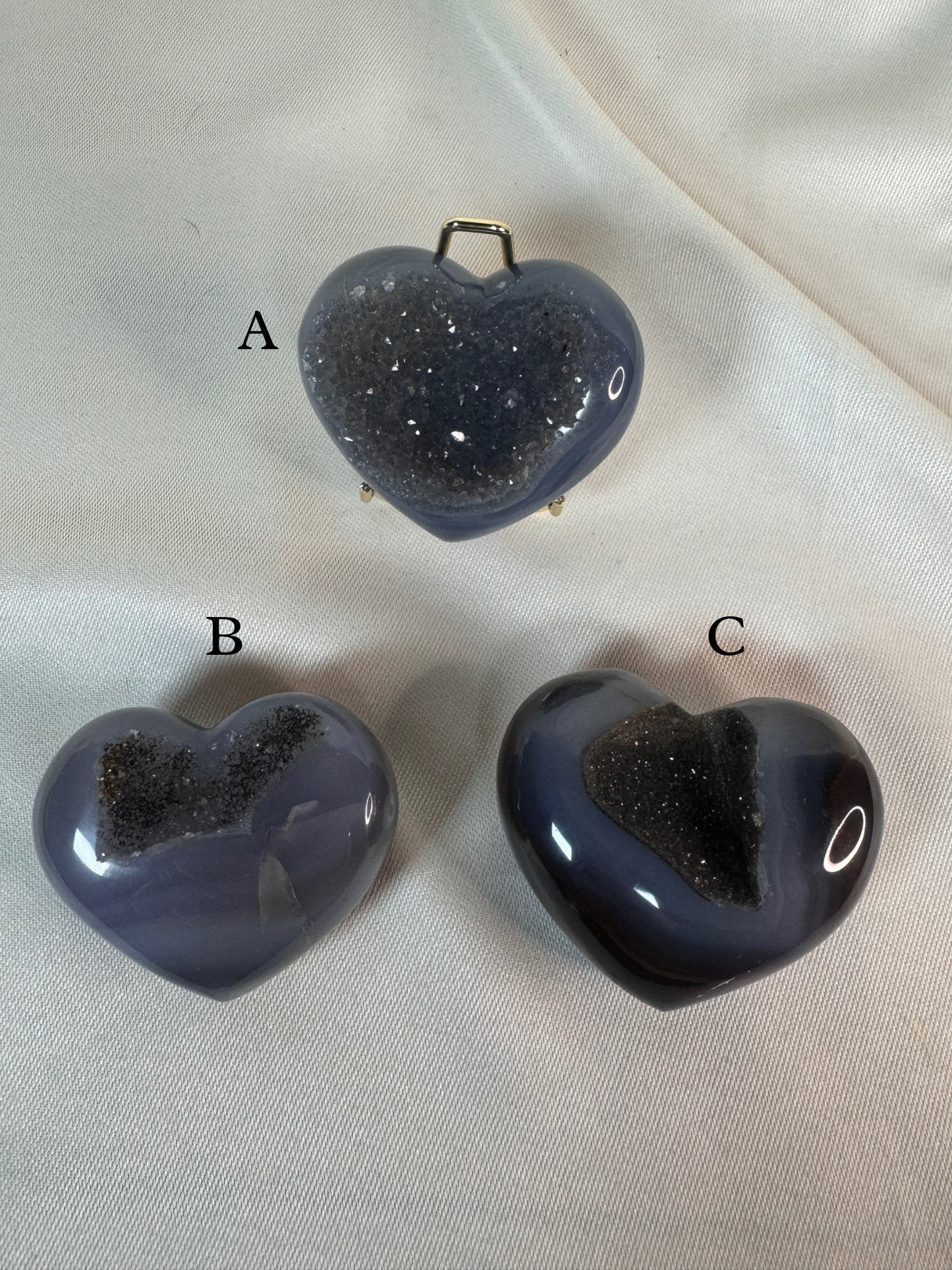 Druzy Blue Agate Hearts
