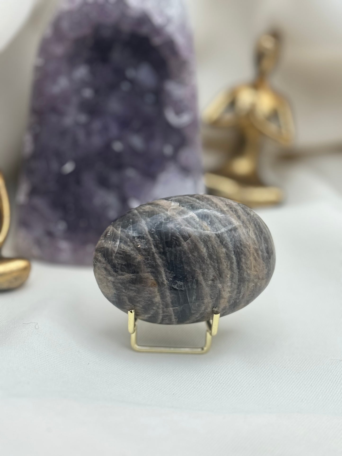 Black Moonstone Palm Stone