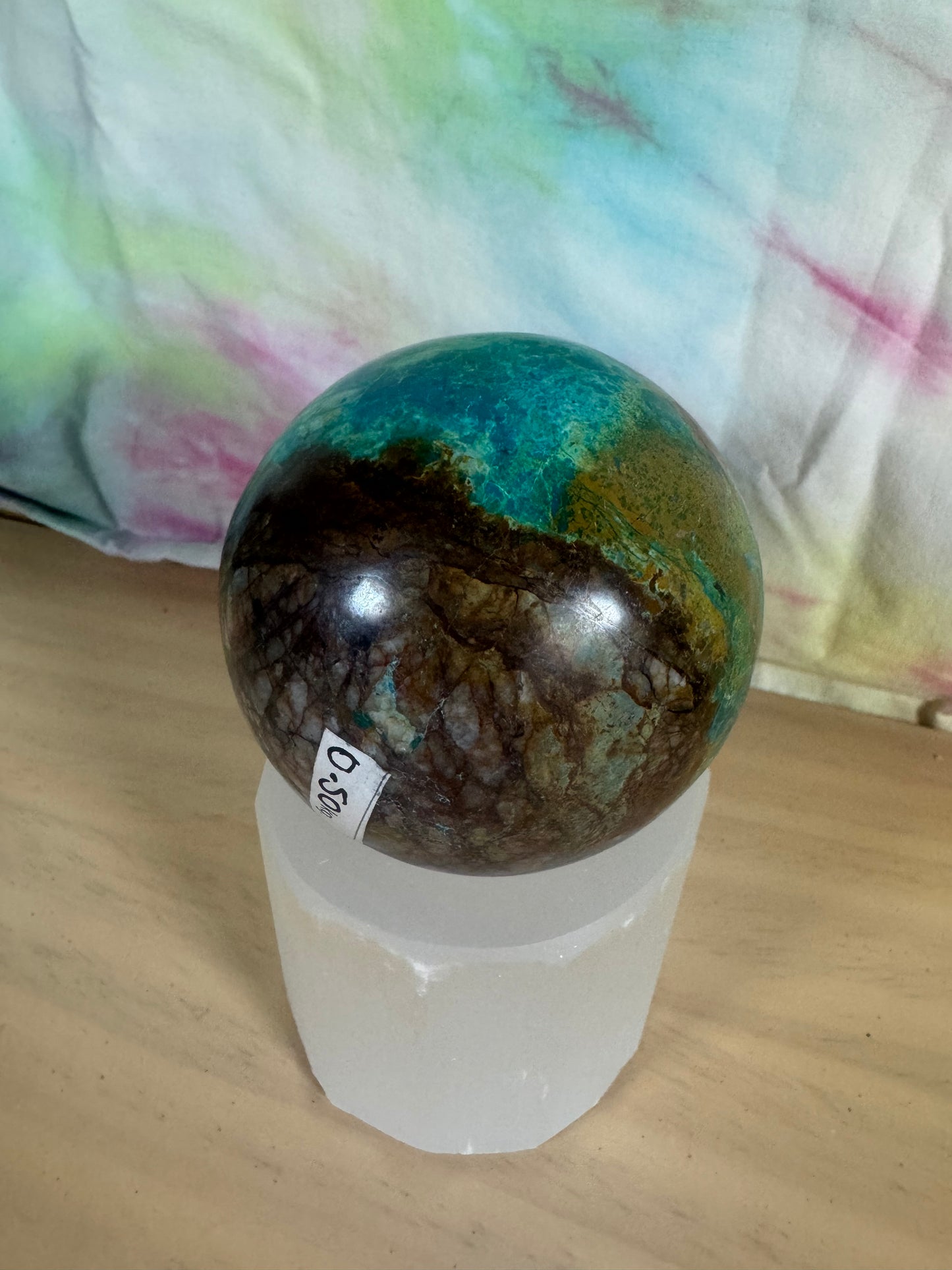 Chrysocolla Sphere w/Malachite & Cuprite