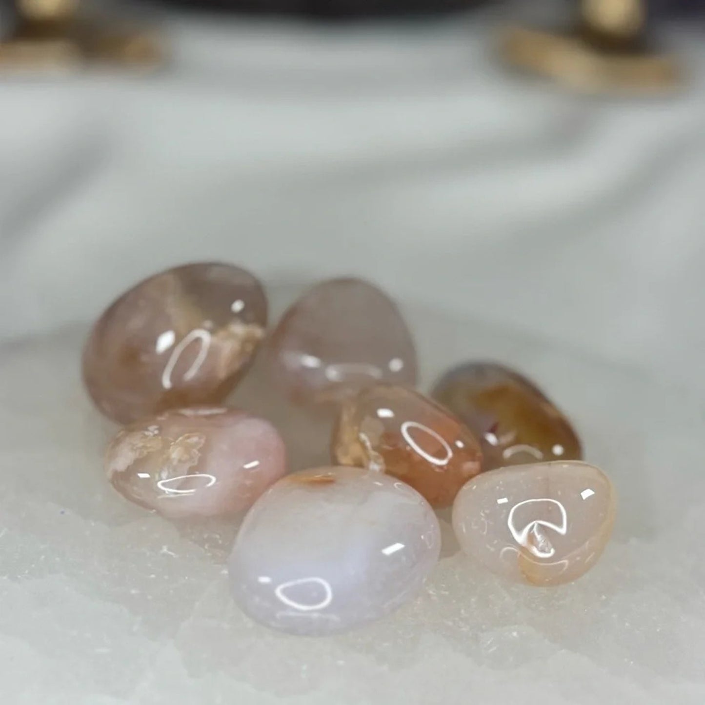 Flower Agate Tumbles- Set of 6 tumbles