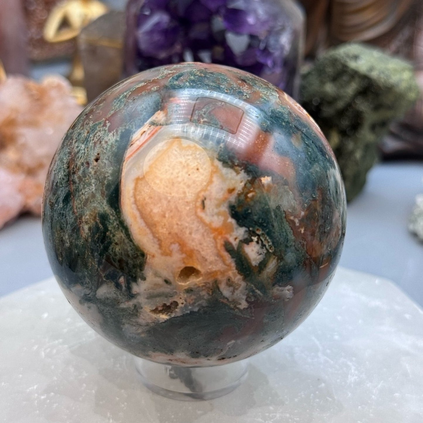 Red Moss Agate Stone Sphere