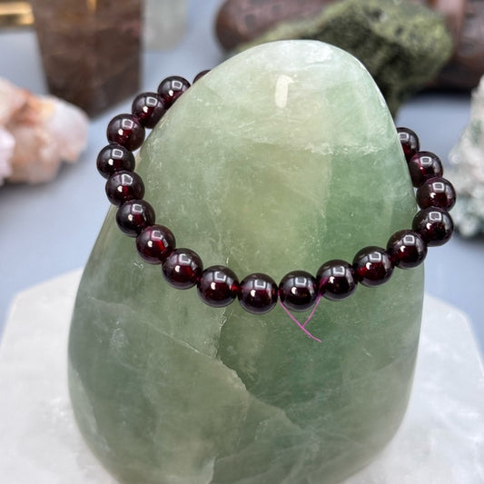 Garnet Beaded Bracelet 8mm