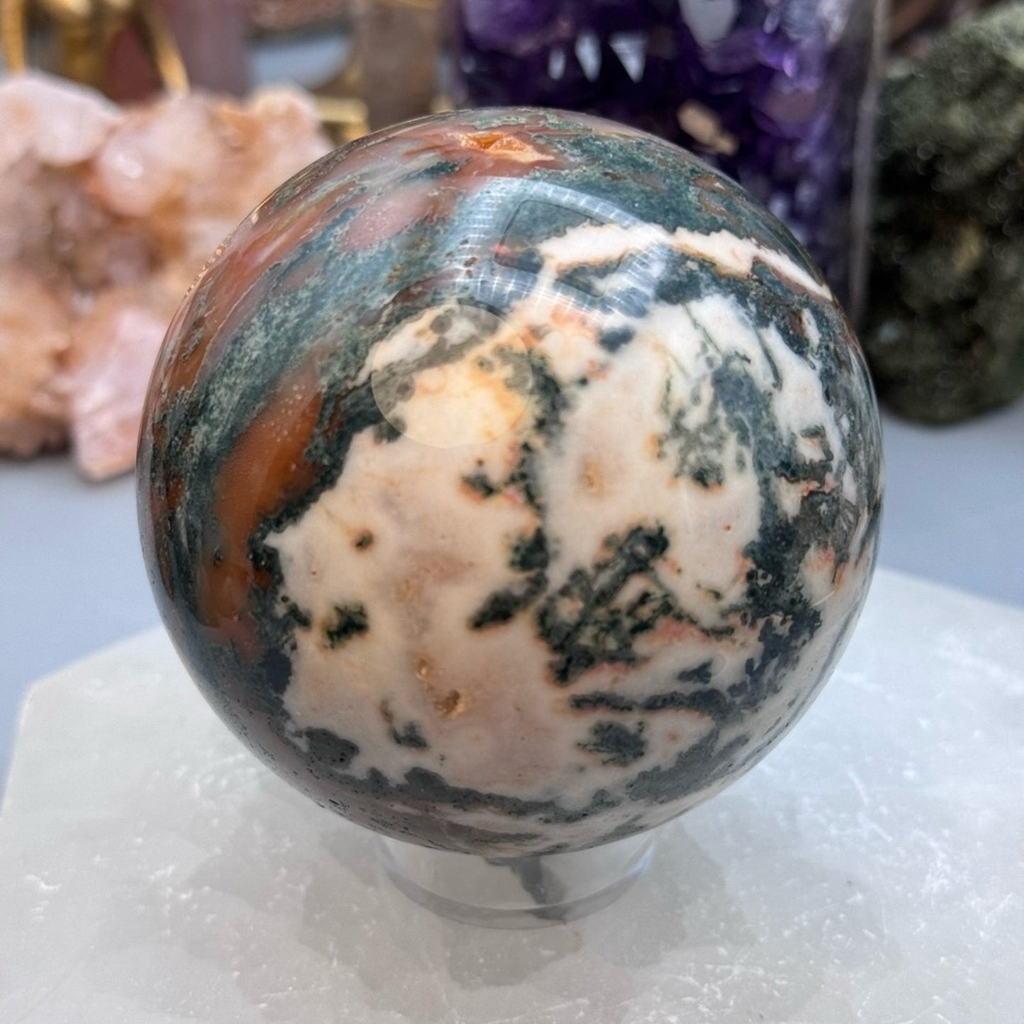 Red Moss Agate Stone Sphere