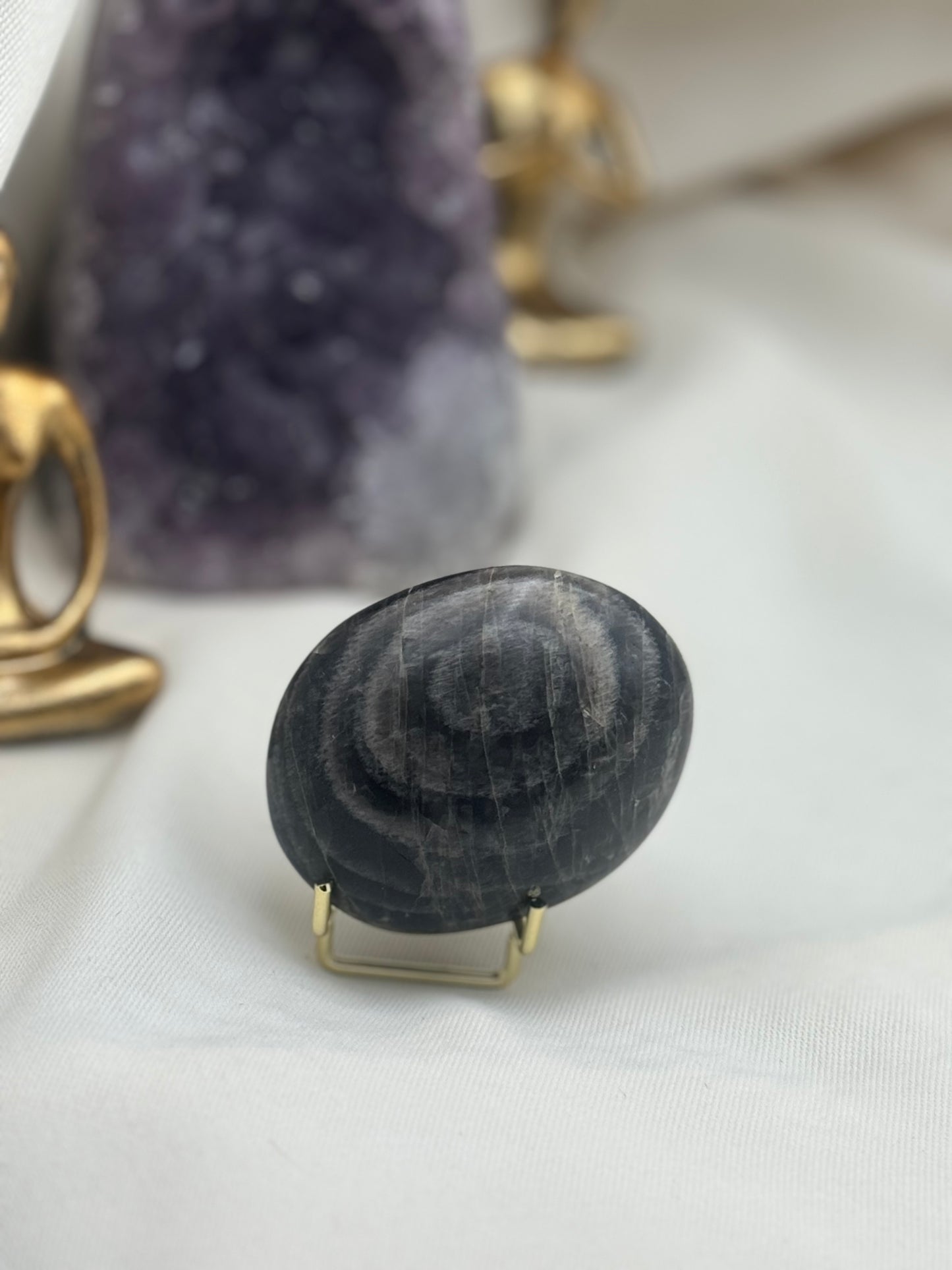 Black Moonstone Palm Stone