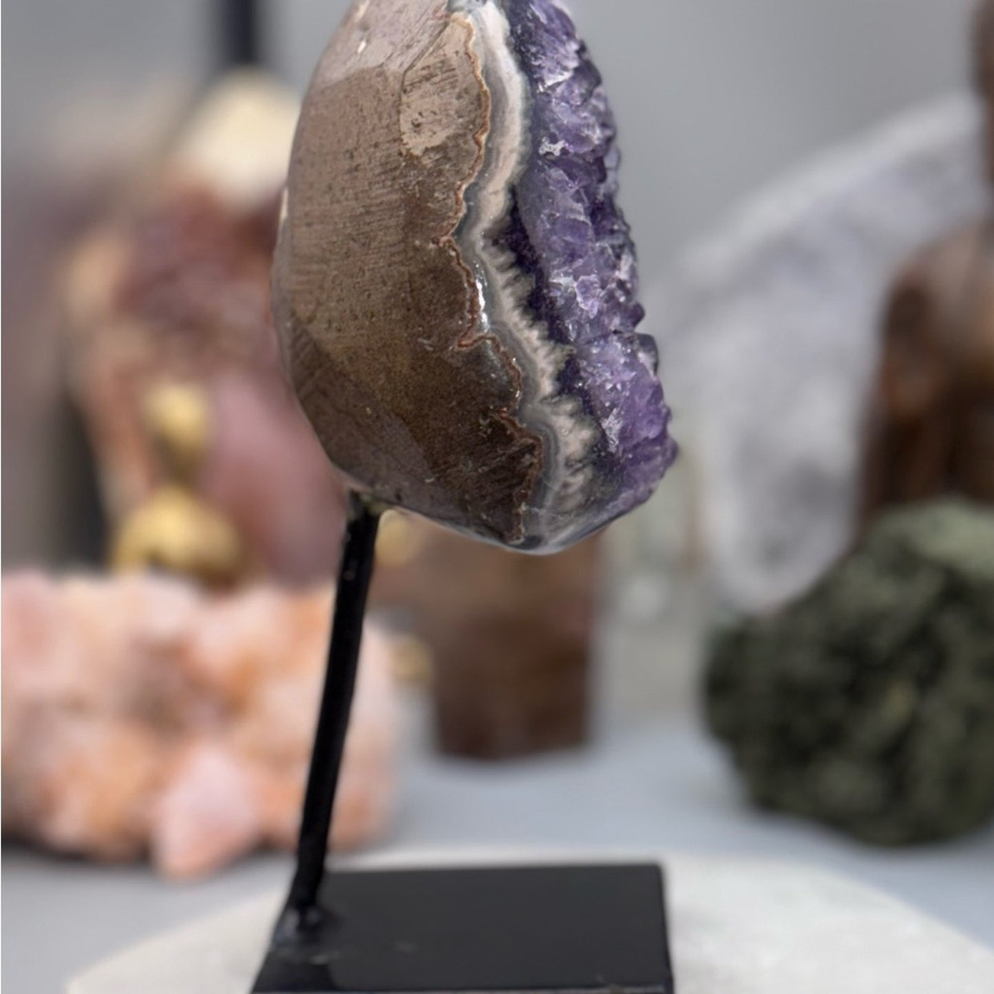 Deep Purple Amethyst Crystal on Stand