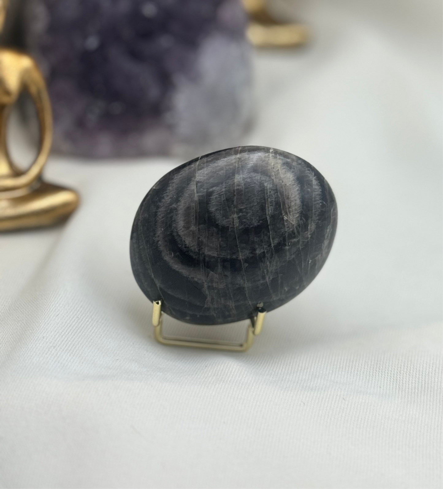 Black Moonstone Palm Stone