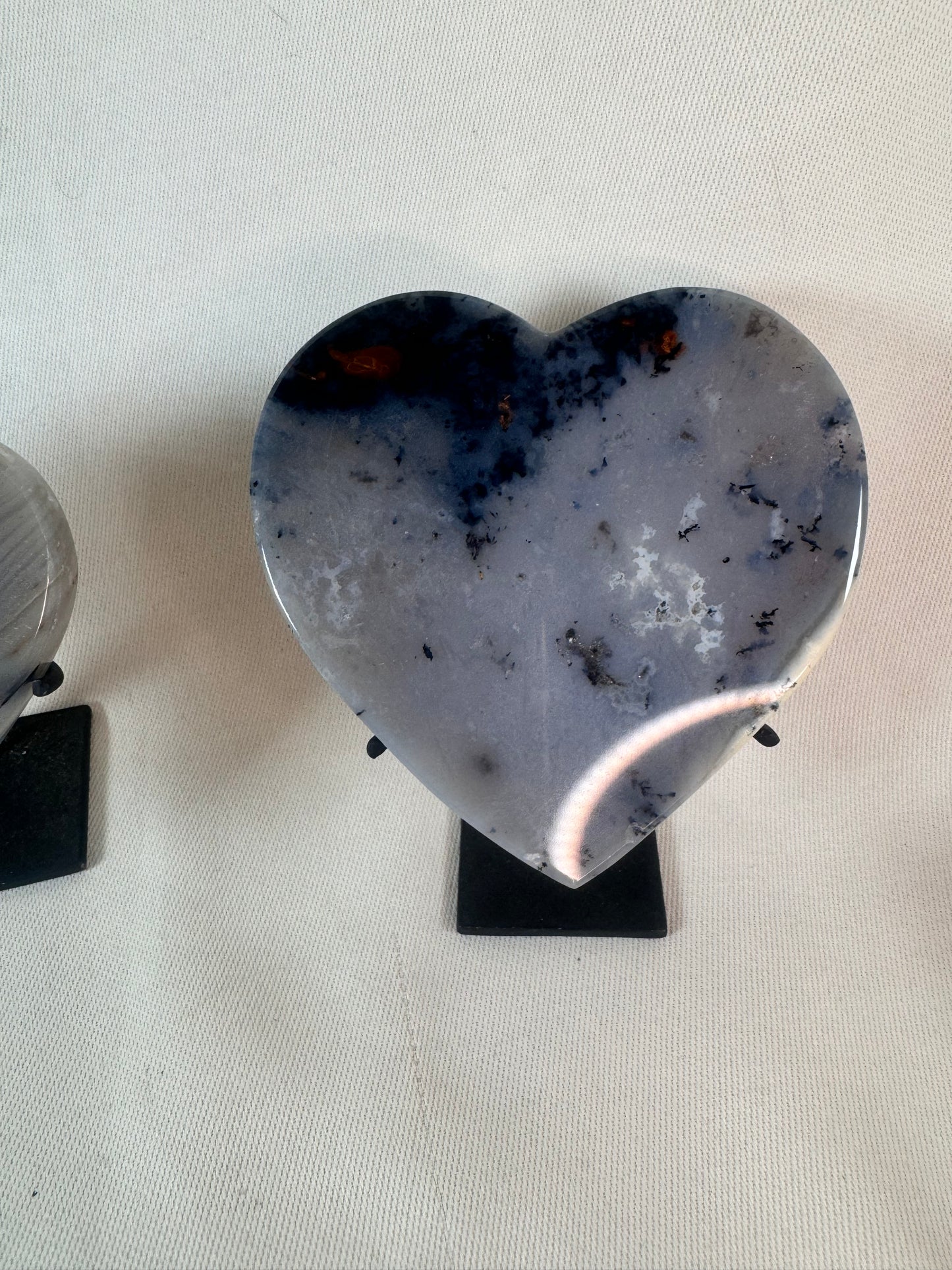 Blue Agate Hearts on Stand