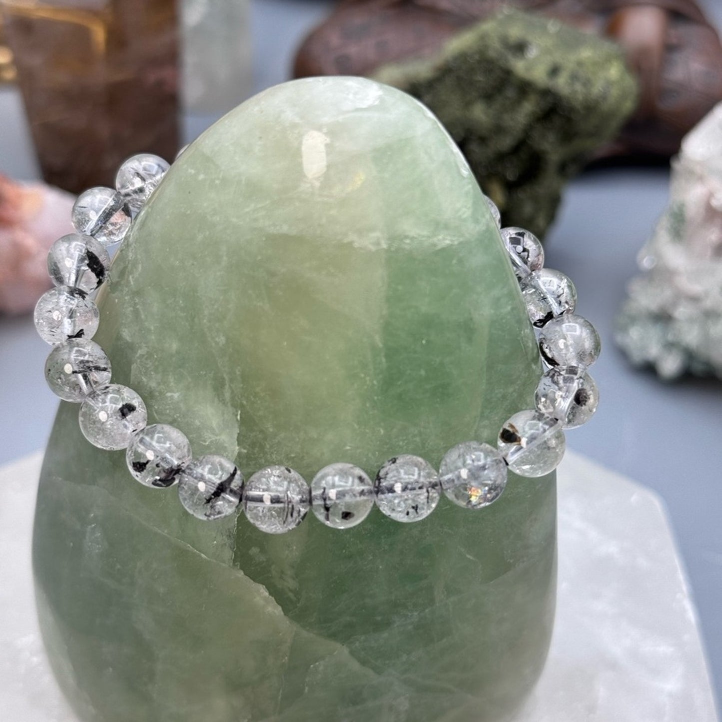 Black Tourmaline Clear Quartz Bracelet 8mm