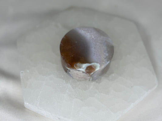 Flower Agate Disk - Misfit does have chip, see all photos