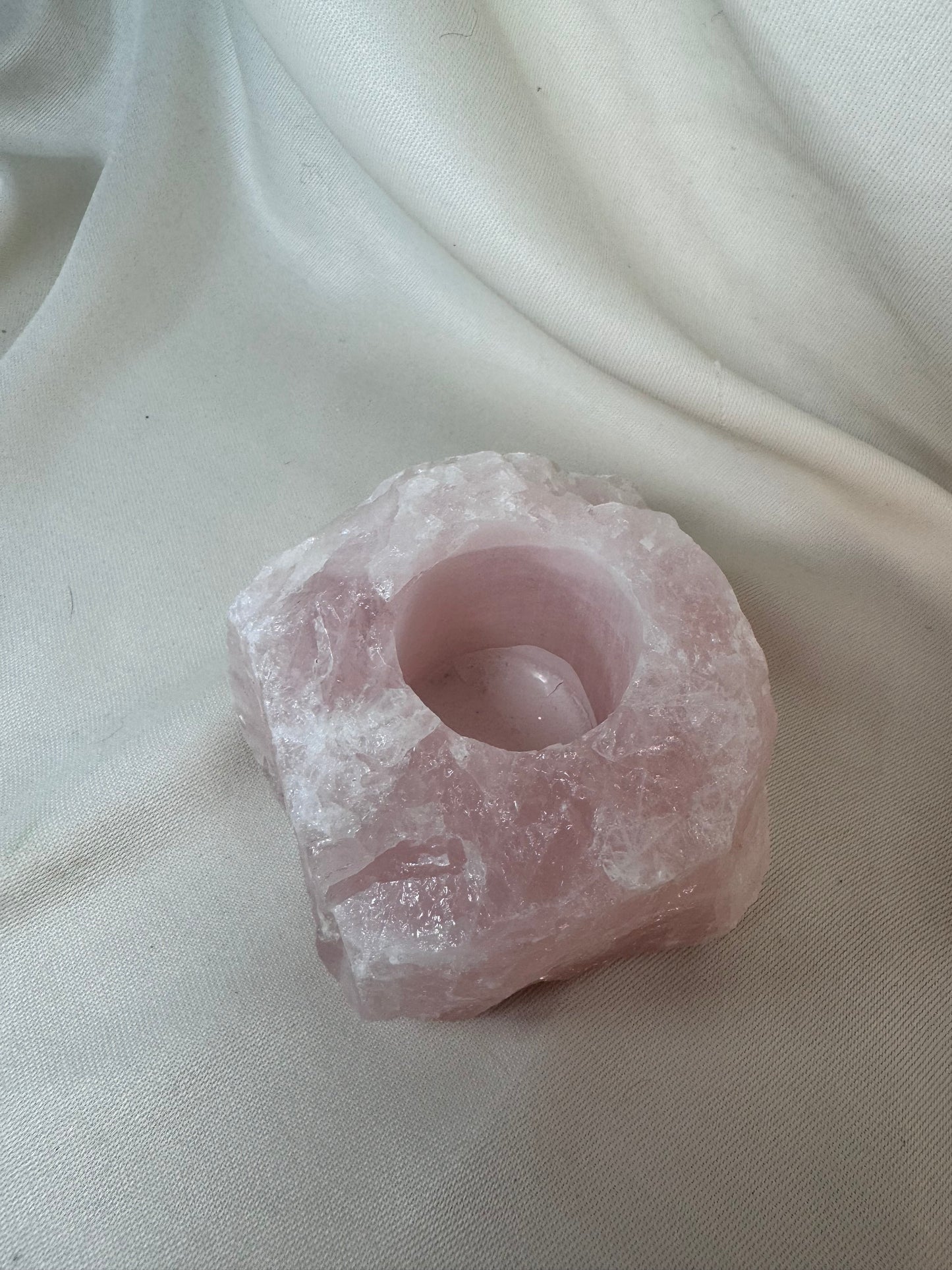 Rose Quartz Candle Holder or Sphere Stand