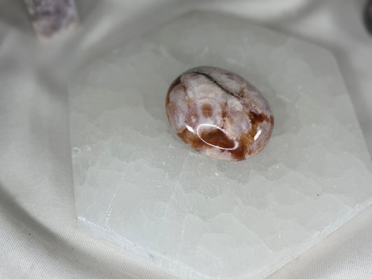 Flower Agate Palm Stone- Largely Floral on Red Carnelian hues