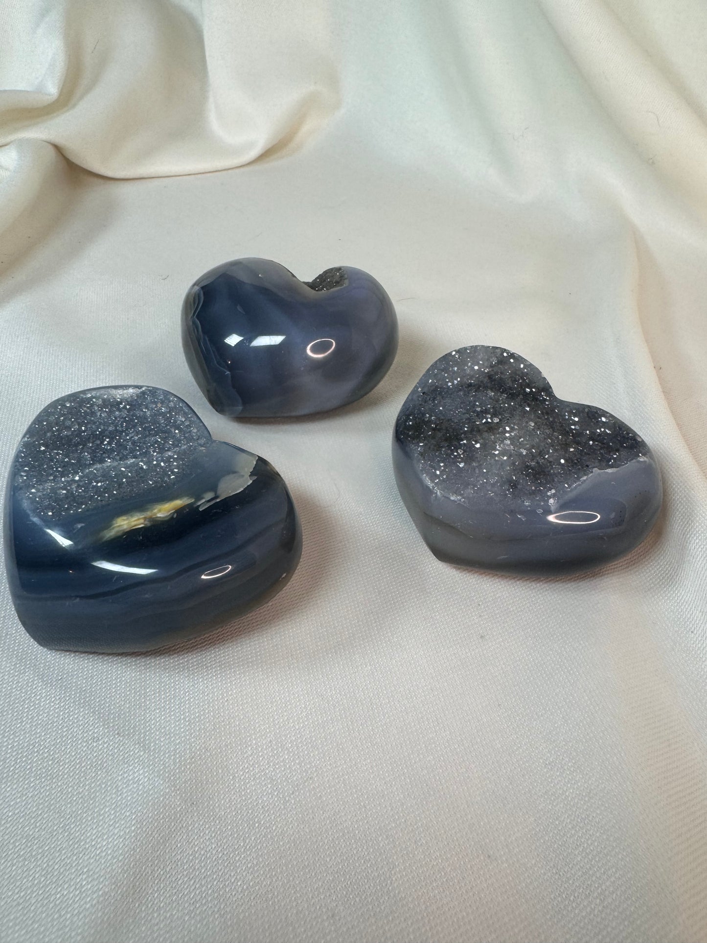 Druzy Blue Agate Hearts