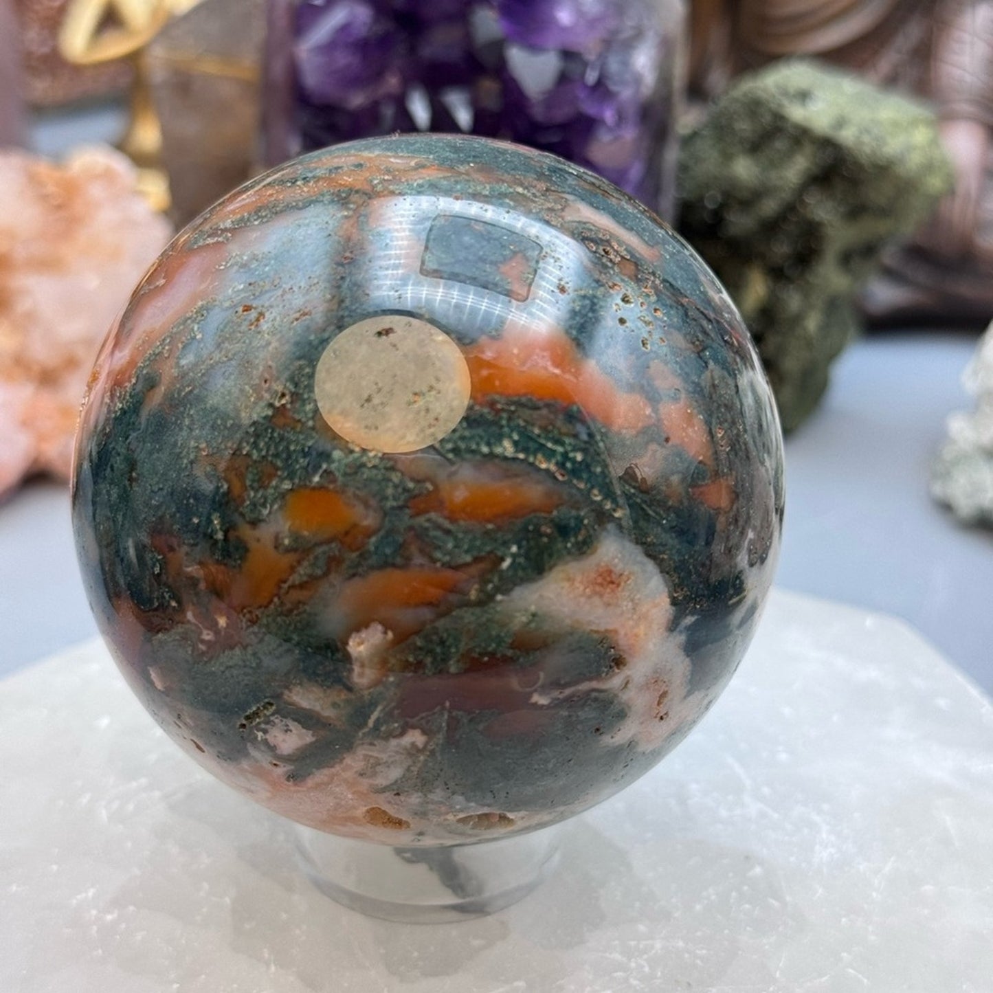 Red Moss Agate Stone Sphere