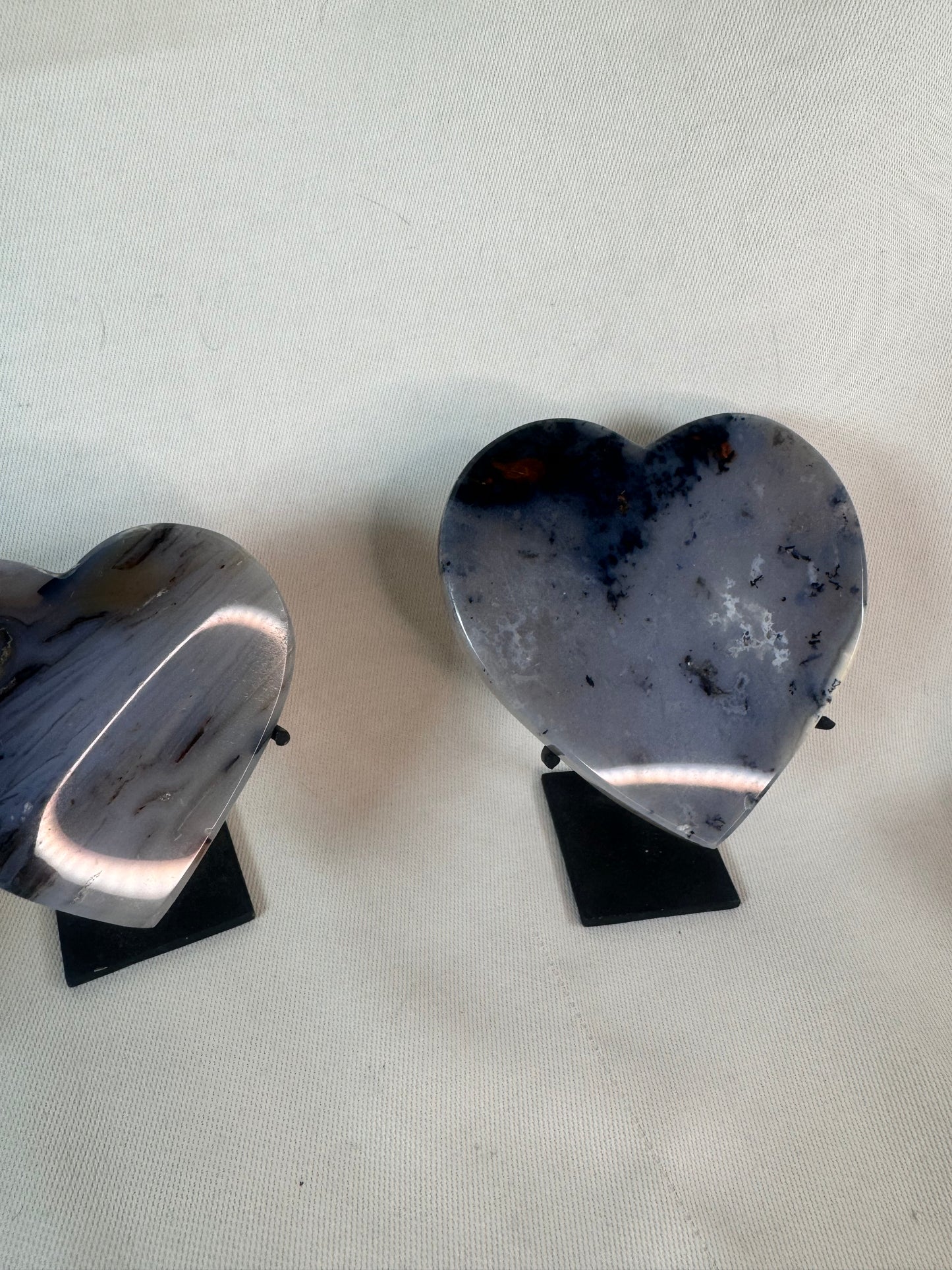 Blue Agate Hearts on Stand