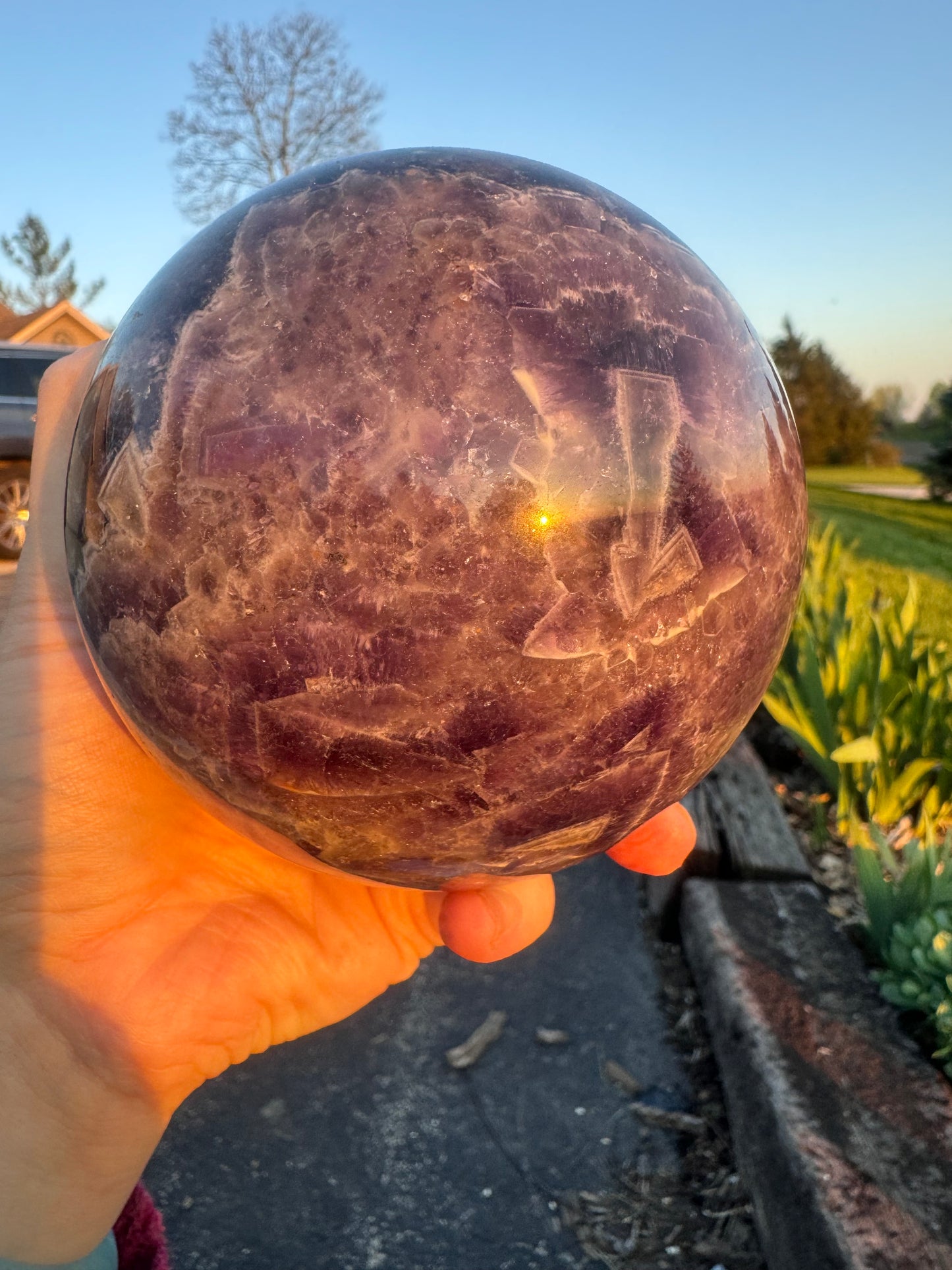 Chevron Amethyst Sphere