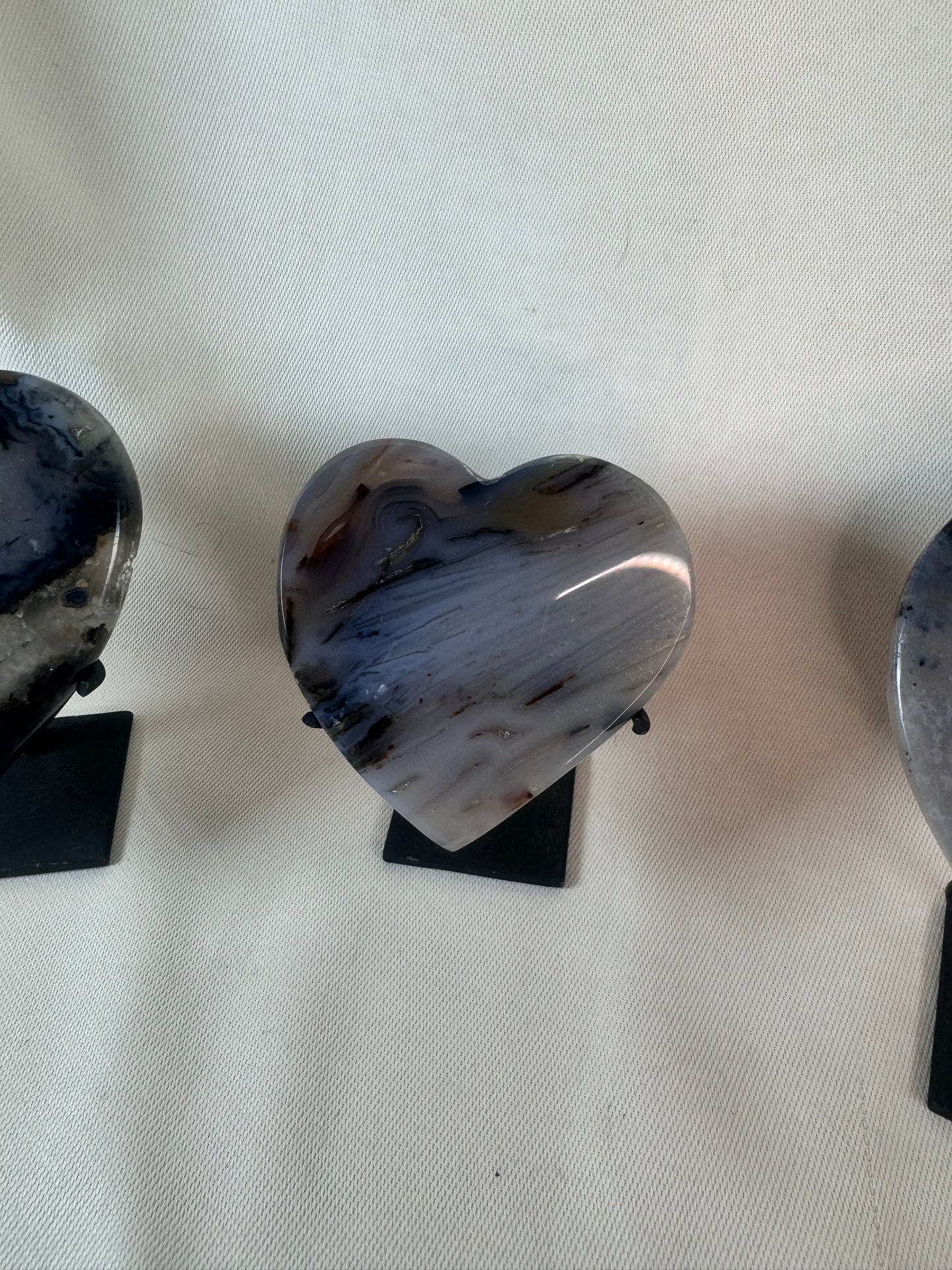 Blue Agate Hearts on Stand