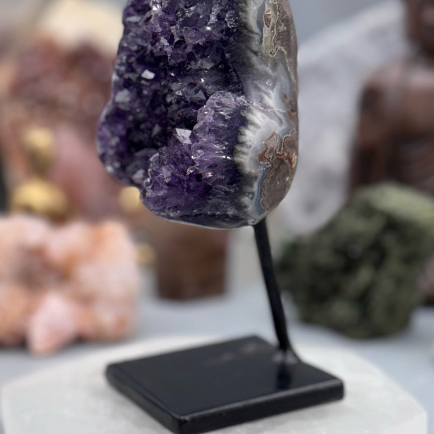 Deep Purple Amethyst Crystal on Stand