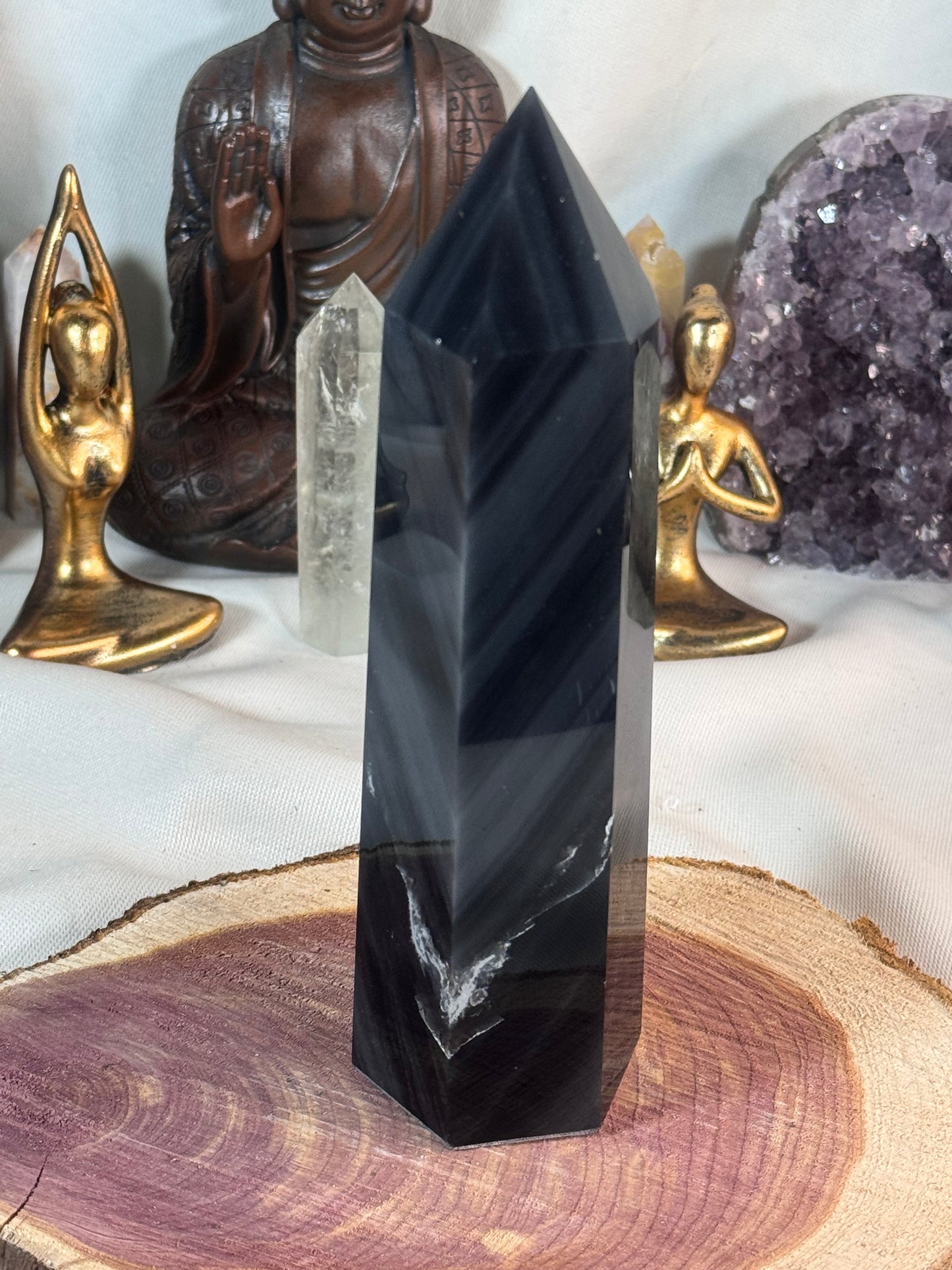 Silver Sheen Obsidian Tower