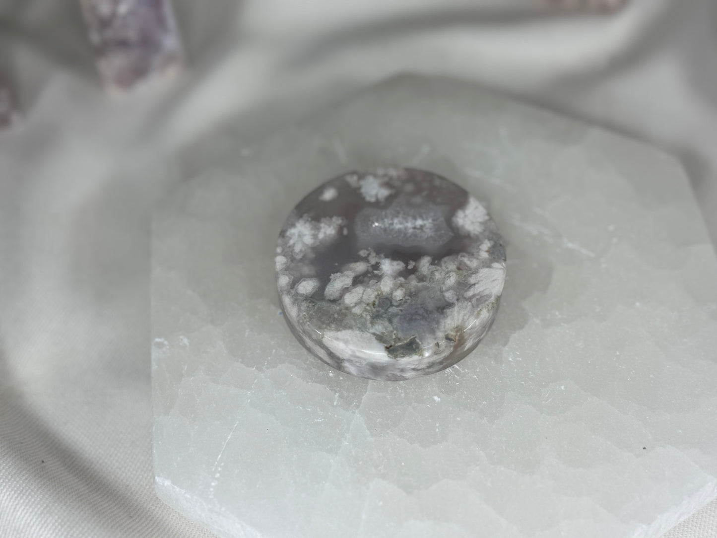 Flower Agate Disk- Lavender Tones