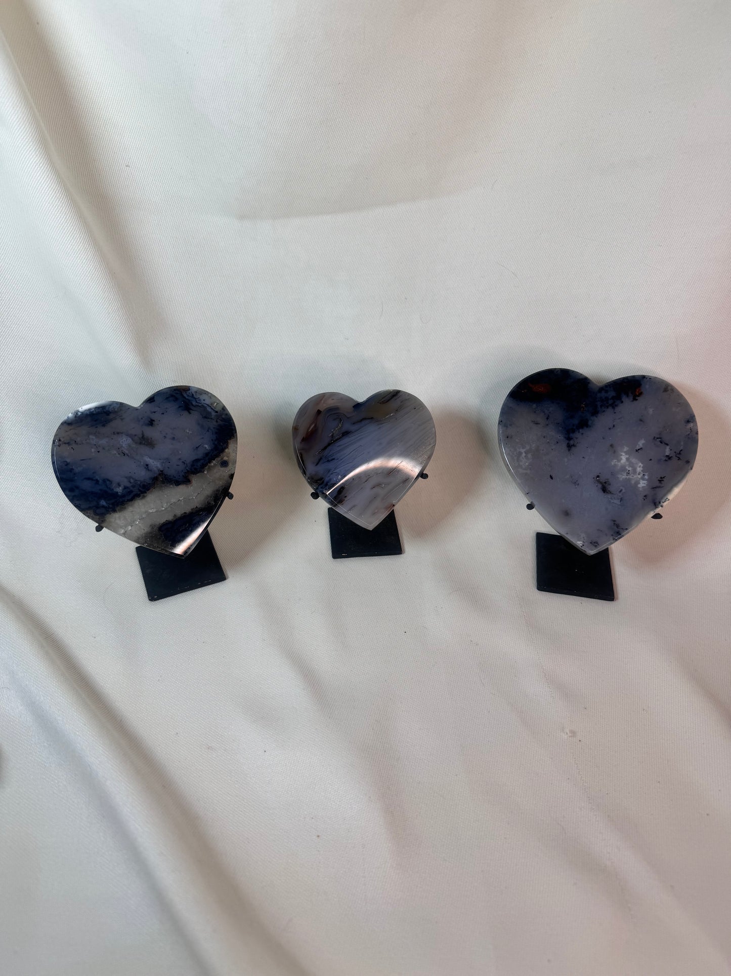 Blue Agate Hearts on Stand