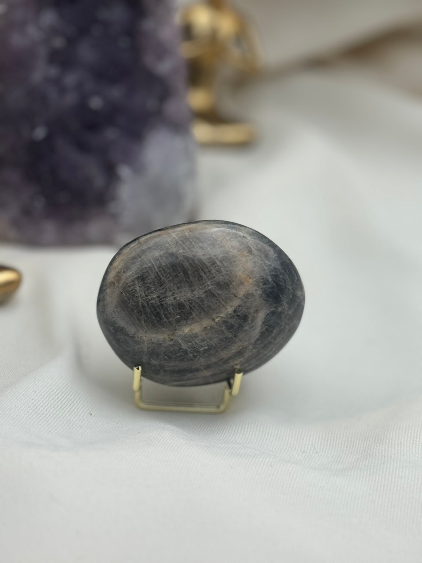 Black Moonstone Palm Stone