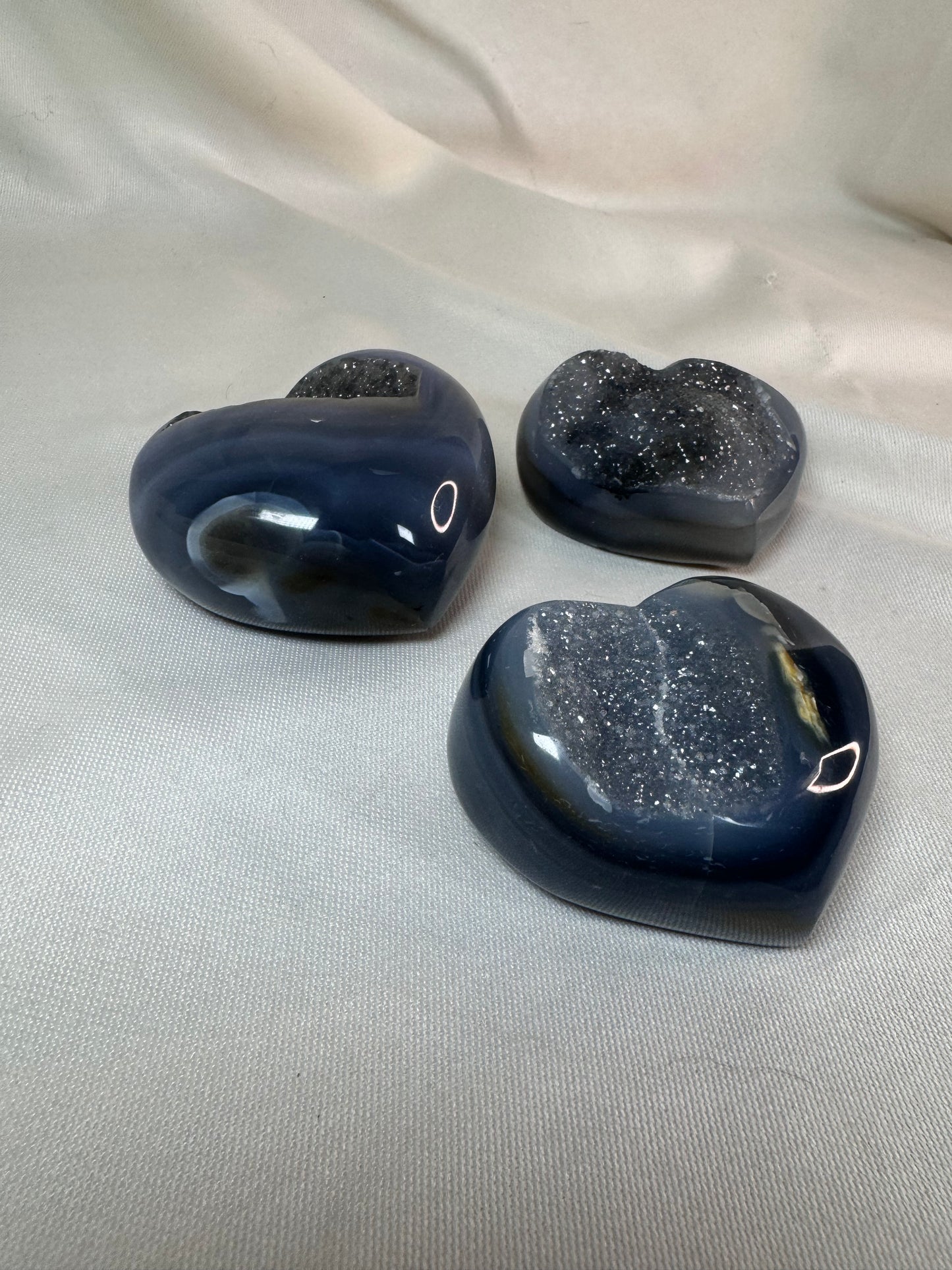 Druzy Blue Agate Hearts