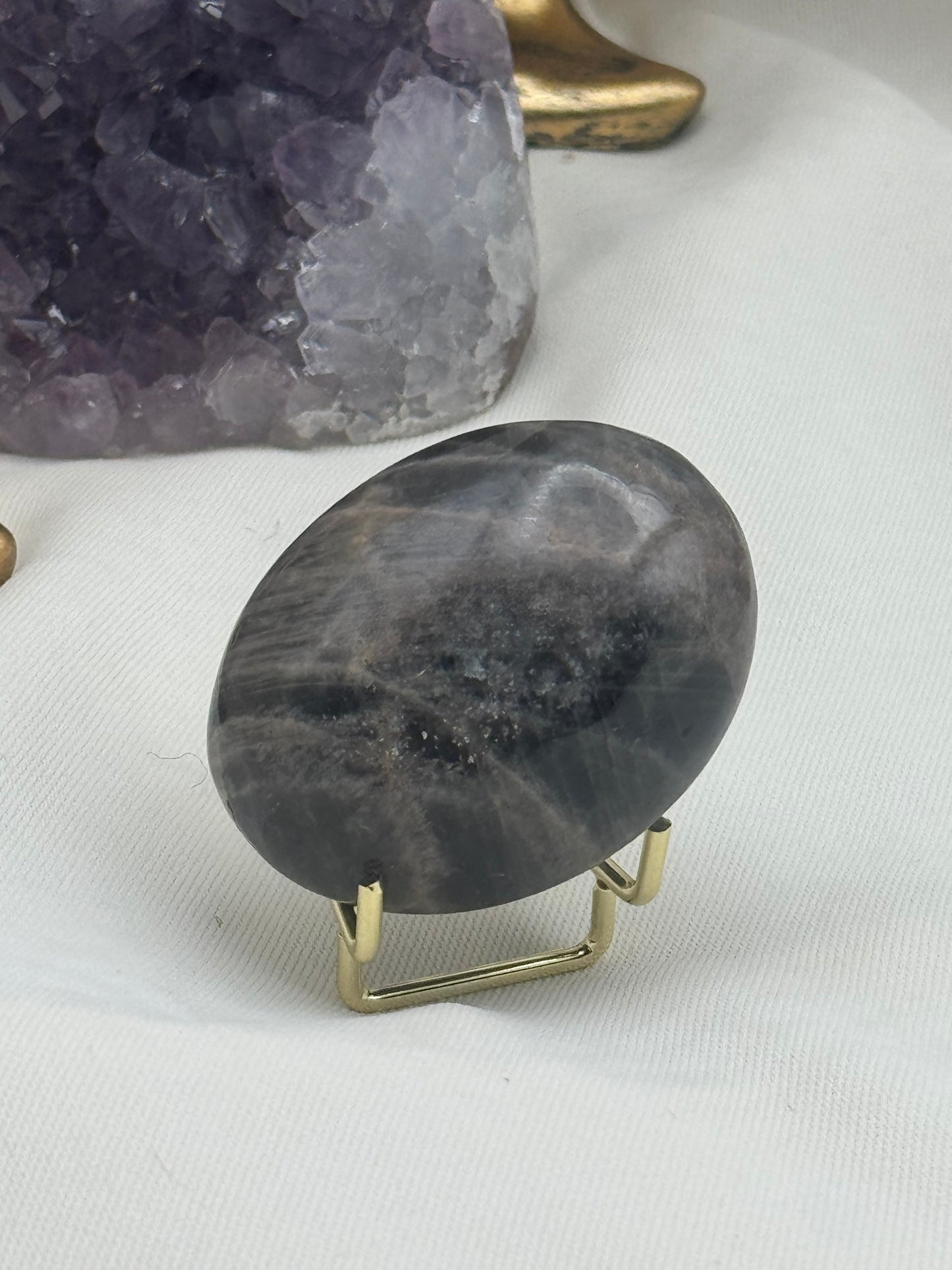 Black Moonstone Palm Stone