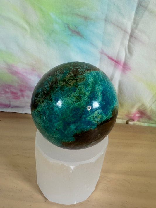 Chrysocolla Sphere w/Malachite & Cuprite