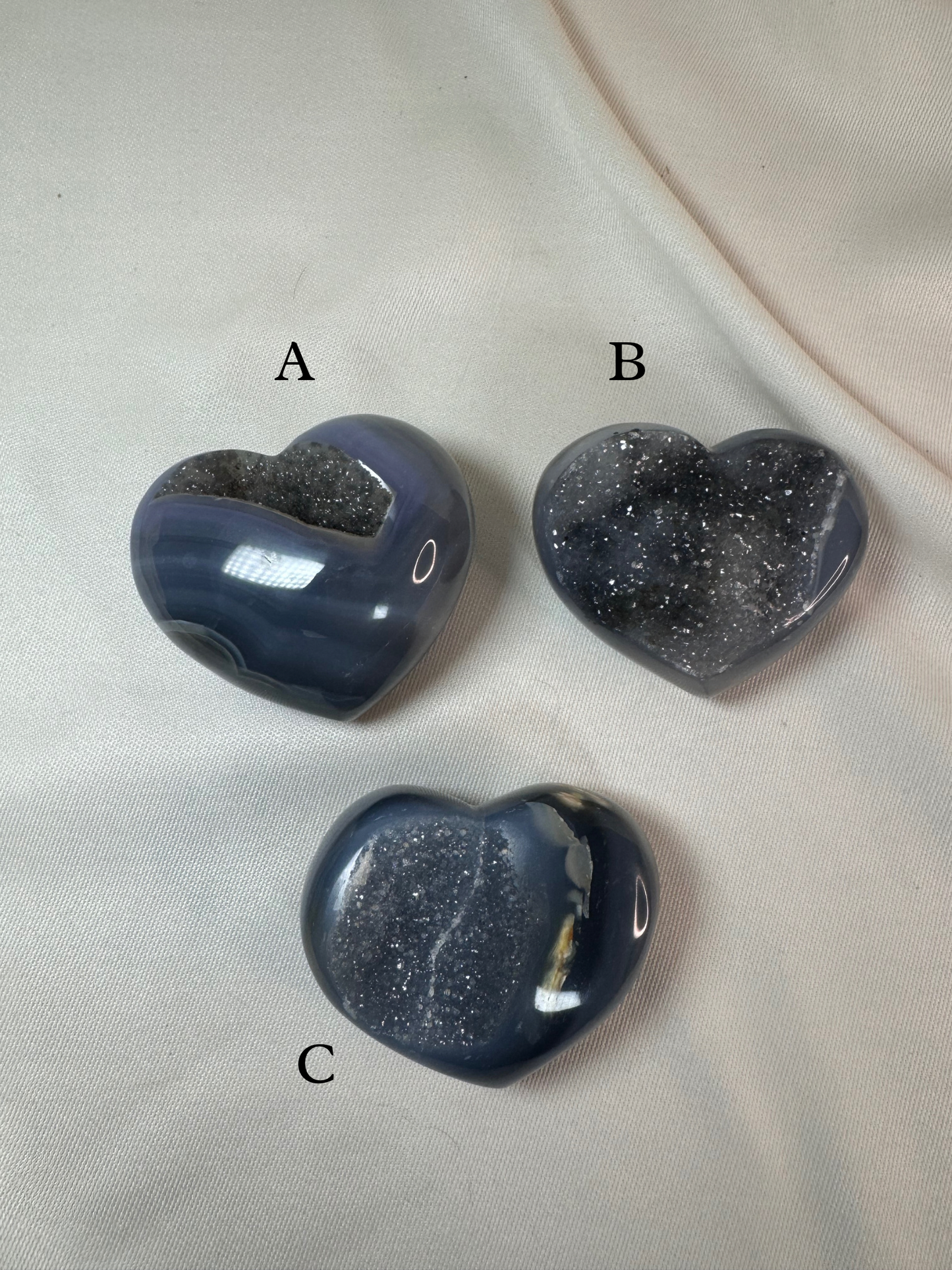 Druzy Blue Agate Hearts