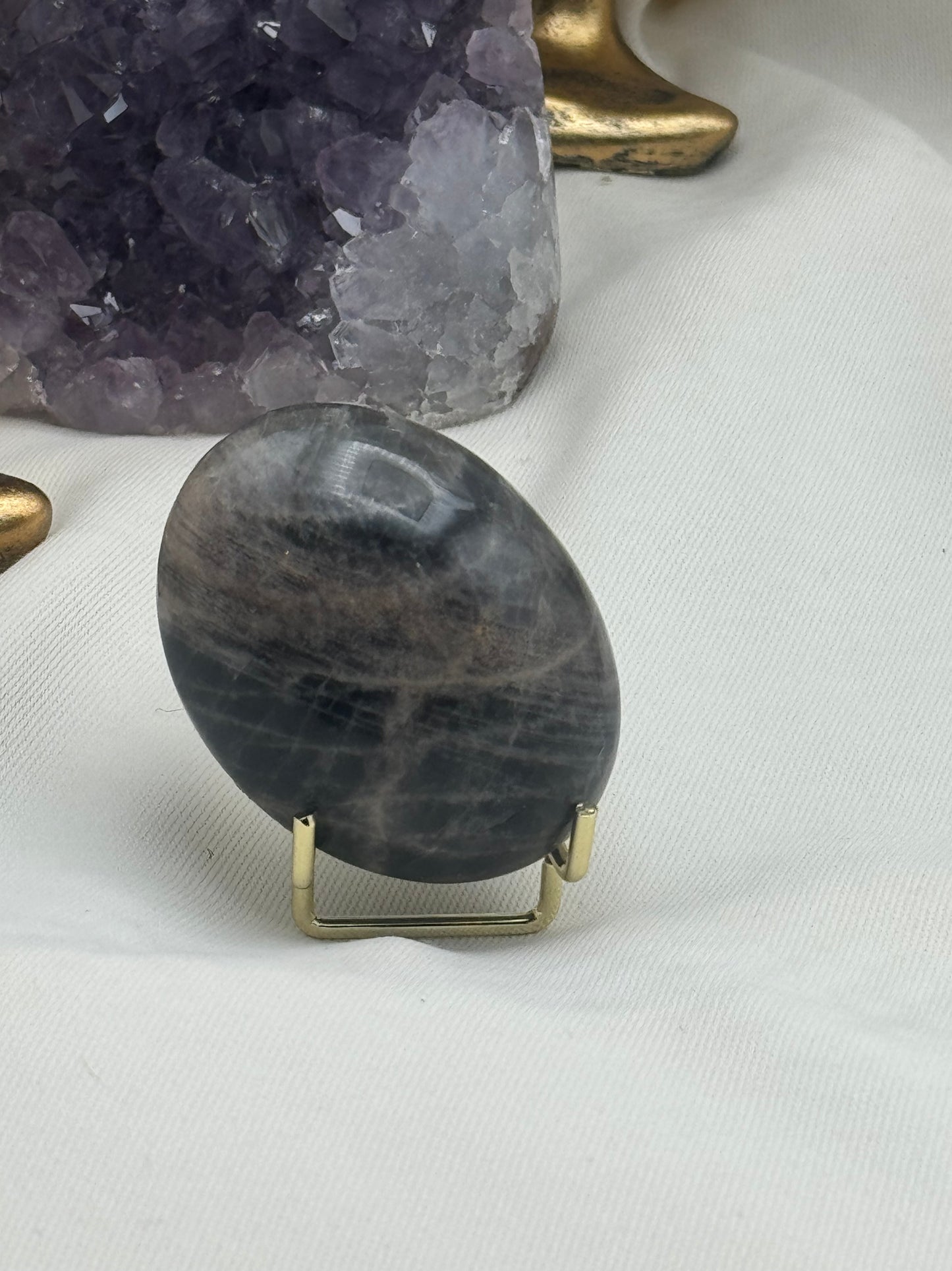 Black Moonstone Palm Stone