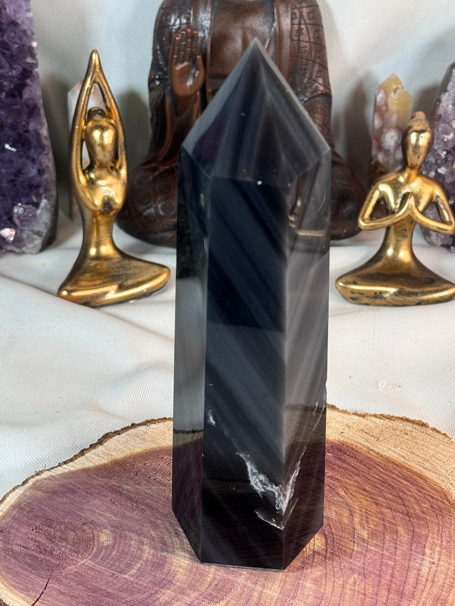 Silver Sheen Obsidian Tower