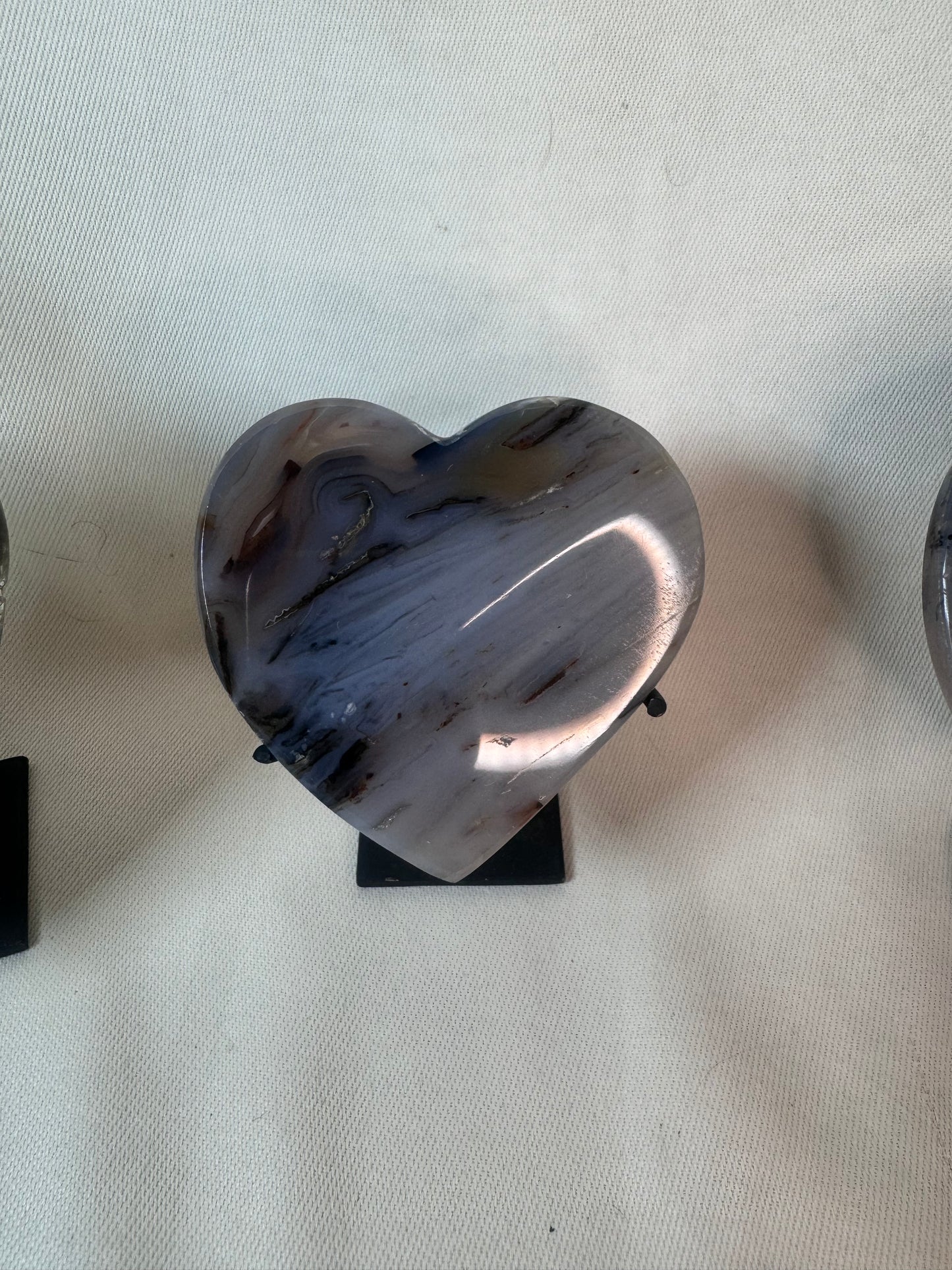 Blue Agate Hearts on Stand