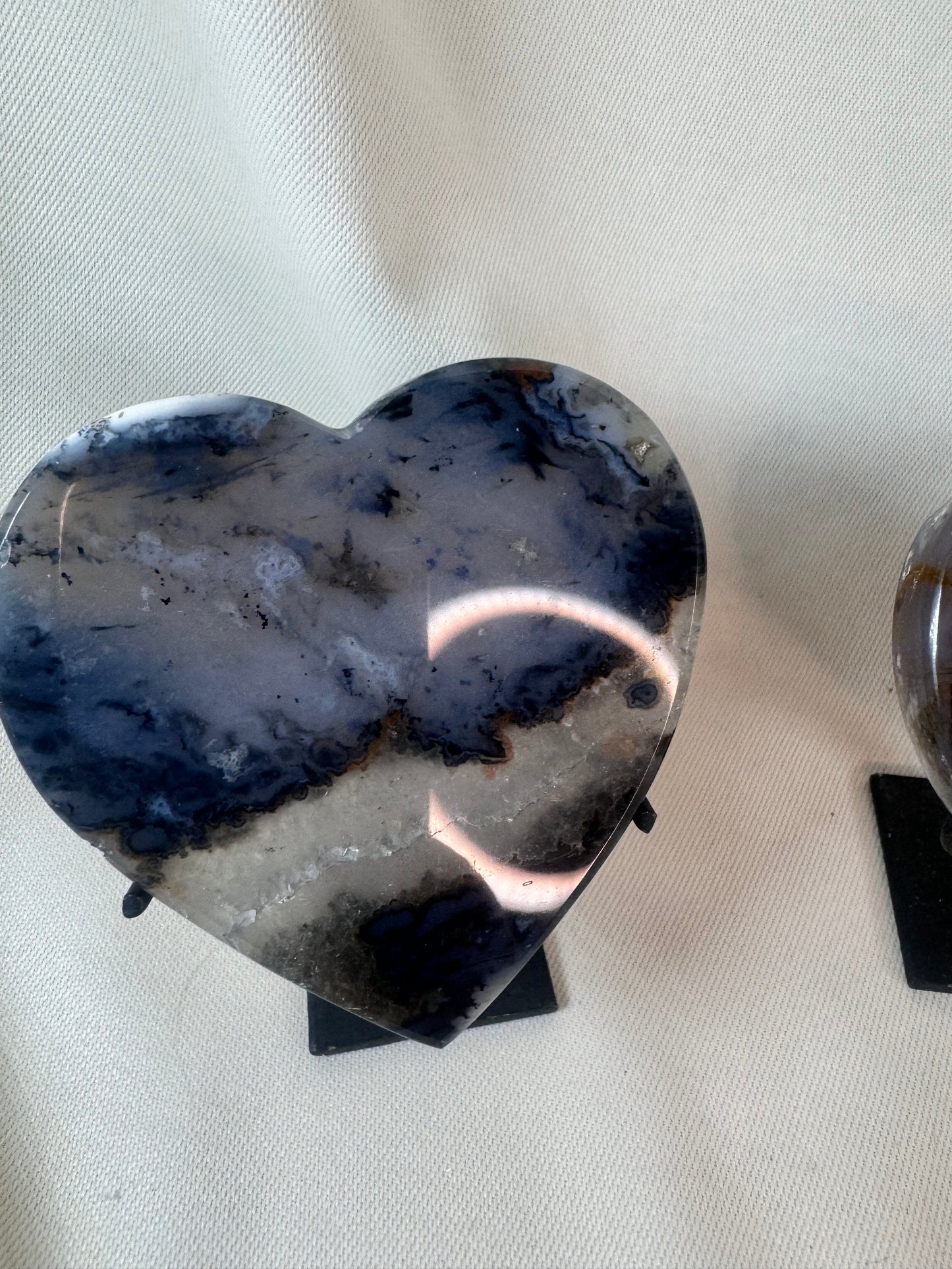 Blue Agate Hearts on Stand