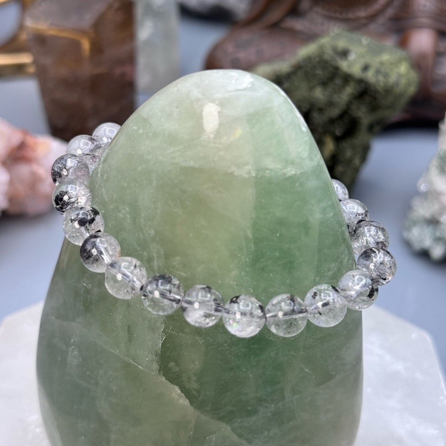 Black Tourmaline Clear Quartz Bracelet 8mm