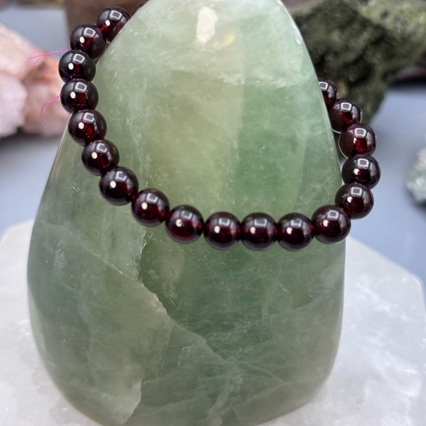 Garnet Beaded Bracelet 8mm