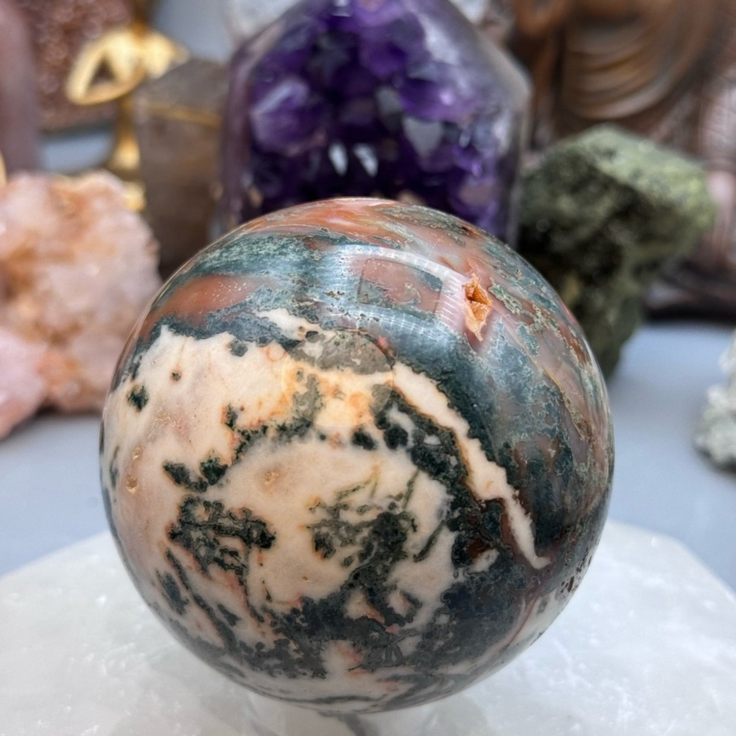 Red Moss Agate Stone Sphere