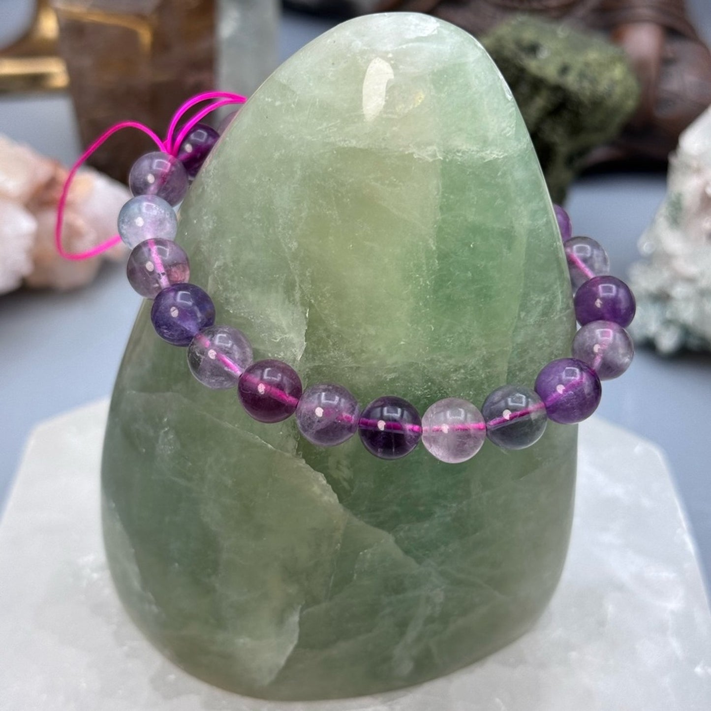 Multicolor Fluorite Beaded Bracelet 9mm